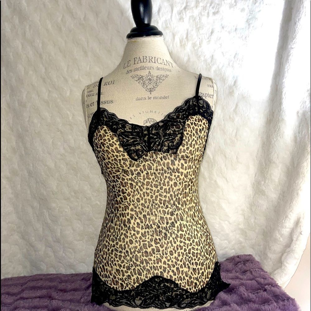 COPY - NWOT RAMPAGE LEOPARD MESH & LACE CAMISOLE SIZE LARGE